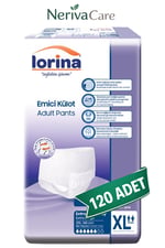 Lorina Emici Külot Hasta Bezi XL Beden 120 Adet | En Ekonomik PaketKülot Hasta Bezleri (Emici Külot)nerivacareLorina Emici Külot Hasta Bezi XL Beden 120 Adet | XLarge Boy Orta Emicilik