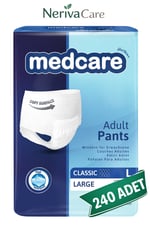 Medcare Classic Emici Külot Hasta Bezi L Beden 240 Adet | En Düşük Birim MaliyetKülot Hasta Bezleri (Emici Külot)nerivacareMedcare Classic Emici Külot Hasta Bezi L Beden 240 Adet | Large Boy Orta Emicilik