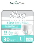 TENA Slip Maxi Bel Bantlı Hasta Bezi, Büyük Boy (L), 8 Damla, 24'lü 3 Paket 72 AdetBel Bantlı Hasta BezlerinerivacareTENA Slip Maxi (L), 8 damlalı ultra emiş kapasitesiyle güçlü koruma sunan bel bantlı yetişkin hasta bezidir. Ayarlanabilir yapışkan bantKülot Hasta Bezleri (Emici Külot)nerivacareSleepy Sensitive Antibakteriyel Emici Külot Large 30 Adet