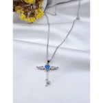 Çelik Kanatlı Anahtar Kolye Mavi