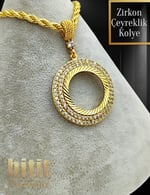 ÇİFT SIRA ZİRKONLU ÇEYREKLİK KOLYE