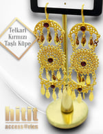 TELKARİ KIRMIZI TAŞLI KÜPE