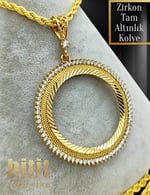 ZİRKON TAŞLI AYNALI TAM ALTINLIK KOLYE