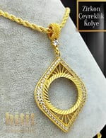 ZİRKON TAŞLI ÇEYREKLİK KOLYE