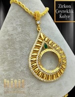 ZİRKON TAŞLI ÇEYREKLİK KOLYE