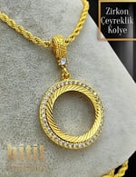 ZİRKON TAŞLI ÇEYREKLİK KOLYE