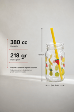 Vakum Kapaklı Pipetli Cam Bardak 380 cc