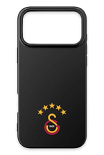 Galatasaray 5 Yıldız Arma Siyah Silikon iPhone 17 Pro Max Telefon Kılıfı
