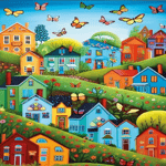 KS Games Village With Butterflies Adult Puzzle 500 Parça 34x48 cm
