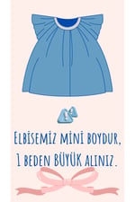 Dantel Yaka Kız Çocuk Koyu Mavi Kot Elbise
