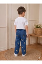 Erkek Çocuk Mavi Nakışlı Jean Pantolon