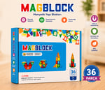 Magblock 36 Parça Manyetik Yapı Blokları - Tamamı Mıknatıslı - Destekleyici Set - Tüm modellerle uyumlu.