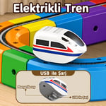 Sihirli Tren – 123 Parça - Akıllı Küp Raylar | USB Şarjlı Elektrikli Tren Seti | Eğitici ve Geliştirici Oyuncak