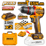 Kömürsüz Li-ion Akülü Darbeli Matkap 13 MM 20V 2.0Ah