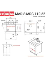 MRG 110-52 Granit Evye, Nero, Tezgahaltı, Tek hazne, 52x40 cm