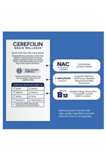 Alfasigma Cerefolin 30 Tablets Brain Wellness,Targeted for Cognitive, Improves Memory,Focus  Concentration, L-Methylfolate, N.A.C, B12, Neurologist Recommended.