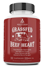 Ancestral Supplements Grass Fed Beef Heart  3300mg, CoQ10 and Mitochondrial Health, Non-GMO, 180 Capsules.