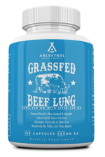 Ancestral Supplements Grass Fed Beef Lung, 500mg, Lung and Liver, Respiratory, Vascular, and Circulatory Health, Non-GMO, 180 Capsules.