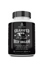 Ancestral Supplements Grass Fed Beef Organs (Desiccated) Liver,Heart,Kidney,Pancreas,Spleen 180 Capsul.Usa Menşei.60.