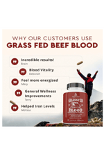 Ancestral Supplements Grass Fed Blood is Blood, Liver  Spleen Formula, 500mg Red  White Blood Cell Formation, Immune and Heart Health Support, 180 Capsul.Abd.