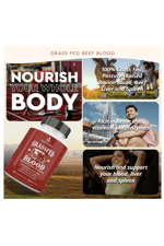 Ancestral Supplements Grass Fed Blood is Blood, Liver  Spleen Formula, 500mg Red  White Blood Cell Formation, Immune and Heart Health Support, 180 Capsul.Abd.