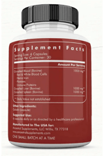 Ancestral Supplements Grass Fed Blood is Blood, Liver  Spleen Formula, 500mg Red  White Blood Cell Formation, Immune and Heart Health Support, 180 Capsul.Abd.