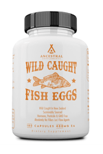 Ancestral Supplements Wild Caught Fish Eggs, 2400mg, Omega-3  Brain, Heart, Fertility and Inflammatory, Whole Food Source of Vitamin D, K2, and A, Non-GMO, 180 Capsul.USA.90.