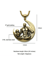 Bodybuıldıng Paslanmaz Çelik Madalyon Zincirli Kolye ÇELİK RENK