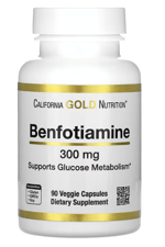 California Gold Nutrition, Benfotiamine, 300 mg, 90 Veggie Capsules.Abd Menşei.ÖSG