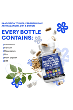 Clean Nutra DH/EA 200mg 60 Capsul  Pregne/nolone 100mg for Men  Women with DIM Ashwa/gandha Boron 6mg Calcium Magnesium Zinc 50mg Vitamin D3 5000 İU.