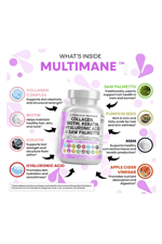 Clean Nutraceuticals Collagen 90 Capsul 1000mg Biotin 10000mcg Keratin Saw Palmetto Hyaluronic Acid - Nails Vitamins  DHT Blocker with Vitamin E Folic Acid Pumpkin Seed MSM.
