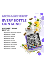 Clean Nutraceuticals  Magnezyum Complex Magne Glycinate Citrate Malate Oxide Taurate Aspartate Orotate  Mag Chloride, Zinc Copper  Vitamin C B1 B2 B6 B12 90 Capsul.