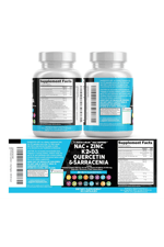 Clean  Nutraceuticals N.A.C N-Acetyl Cysteine 60 Capsul Vitamin D3 K2 Zinc Quercetin Sarracenia Purpurea Immune Support  Elderberry Holy Basil Bee Propolis Bromelain L-Lysine.