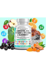 Clean Nutraceuticals Quercetin Zinc 60 Capsul Vitamin C Vitamin D Bromelain Elderberry - Lung Artemisinin, Sea Moss, Echinacea, Allergy Relief.USA.