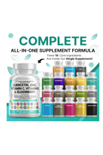 Clean Nutraceuticals Quercetin Zinc 60 Capsul Vitamin C Vitamin D Bromelain Elderberry - Lung Artemisinin, Sea Moss, Echinacea, Allergy Relief.USA.