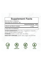 DEAL SUPLAMENT Lithium Orotate 5mg, 240 Capsules – Highly Bioavailable.