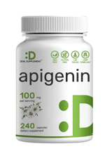 DEAL SUPPLEMENT Apigenin, 100mg, 240 Capsul – Raw Plant Extract from Chamomile Flower – Active Bioflavonoids & Antioxidants – Sleep & Relaxation – Non-GMO.50.
