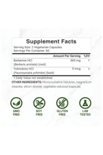 DEAL SUPPLEMENT  Berberine, 500mg Per Serving, 120 Veggie Capsules .Abd Menşei.