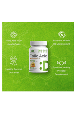 DEAL SUPPLEMENT Folic Acid 1000 mcg (1 mg), 500 Coconut Oil Softgels  Bioavailable Prenatal (Vitamin B9). Usa Menşei.44.