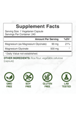 DEAL SUPPLEMENT Magnesium Glycinate 500mg, 240 Veggie Capsul.Abd Menşei. 4045