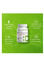 DEAL SUPPLEMENT Premium K Complete - Vitamin K1, K2 MK-7 & MK-4 Complex, 240 Coconut Oil Infused Softgels - Full Spectrum Triple Vitamin K.45.