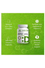 DEAL SUPPLEMENT Zinc + Quercetin 500mg with Vitamin C, 240 Capsules, 4-1 Zinc 50mg Complex with 95% Quercetin.Usa Menşei. 3947