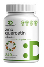 DEAL SUPPLEMENT Zinc + Quercetin 500mg with Vitamin C, 240 Capsules, 4-1 Zinc 50mg Complex with 95% Quercetin.Usa Menşei. 3947