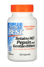 Doctor's Best (Özelsporcugıdaların'dan !!)  Betaine HCL Pepsin & Gentian Bitters  120 Capsul.ABD MENŞEİ.40.