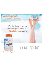 Doctor's Best Vein Support with Diosvein & Menaq7, Vitamin K2, Diosmin ve Hesperidin 60 Veg Capsul.Made ın Usa.45.