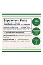 Double Wood Lithium Orotate 5mg, 210 Capsules 40.