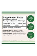 Double Wood Pterostilbene 100mg  The USA, 60 Capsul, Resveratrol, Antioxidant for Longevity Support (Non-GMO, Gluten Free) 38.