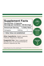Double Wood Supplements Immune Boosting Astragalus 1000mg 300 Capsules 3940