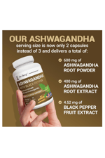 Dr. Berg Asha+ 1000mg  Root with Black Pepper from Bioperine - 90 Capsules.