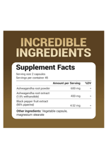 Dr. Berg Asha+ 1000mg  Root with Black Pepper from Bioperine - 90 Capsules.